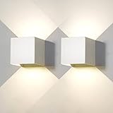 2 Pezzi Applique da Parete Esterno Interni LED Lampada Moderno Bianco 12W 4000k Luce Naturale IP65 da Muro Impermeabile Quadrata Alluminio su Giù Regolabile Design