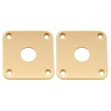 Musiclily Pro Plastica Piastra del Jack Quadrato Jackplate per Chitarra USA Les Paul Epiphone,Crema (Set di 2)