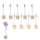 10Pcs Porta Memo Clip,Portafoto con Clip in Coccodrillo e Base in Legno,Porta Segnaposto Clip,Porta Messaggio Da Tavolo Per Matrimoni Feste Ristoranti