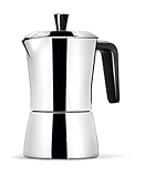 Giannini Caffettiera TUA Review Formato 6/3 tazze Manico e pomolo neri Acciaio inox Adatta a induzione