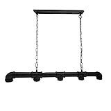 LEDSone Stile vintage retrò industriale a 5 vie steampunk metallo tubo bar luce pendente lampadario lampada a sospensione tubo acqua illuminazione soffitto illuminazione interno (Nero)