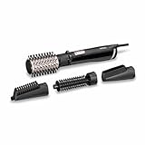 BaByliss Brush & Style AS200E Spazzola ionica rotante per capelli, Ad aria calda, 1000 watt, 4 accessori, Nero