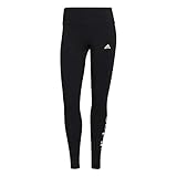 adidas Donna Essentials High-Waisted Logo Leggings, Black/White, M