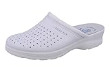 Fly Flot | Woman Professional, Zoccoli Sanitari Donna, Ciabatta con Tomaia in Pelle Forata, Sottopiede in Pelle Scamosciato, Bianco, 39