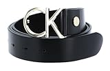 Calvin Klein CK Logo Belt 3.5 cm, Cintura, Donna, 75, Nero (Black Leather & Light Gold Buckle)