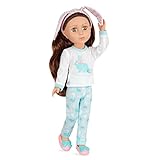 Glitter Girls - Bambola da 36 cm per pigiama party - Capelli castani e occhi nocciola - Pantofole e costume da coniglietto - Bambole di moda posabili - Pixie, 3 anni+