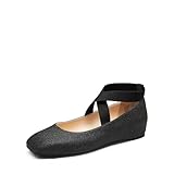 DREAM PAIRS Donna Ballerine con Cinghia Ballerine da Donna Eleganti Ballerine Scarpe Basse Casual,Size 38,Nero-Glitter,SDFA2401W