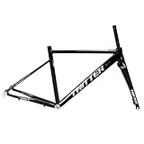 QHIYRZE Freno C Telaio Bici da Corsa 700C Lega di Alluminio Telaio della Bicicletta 46/48/50/52cm Telaio A Sgancio Rapido BSA68 con Forcella in Carbonio (Color : Black, Size : 52CM)