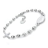 SAGA GIOIELLI® Bracciale Uomo Donna Rosario Argento Acciaio