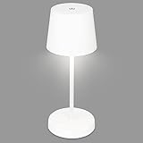 Briloner - Lampada da tavolo a LED senza fili, lampada da comodino dimmerabile touch, lampada da scrivania, lampada da tavolo per esterni e interni, USB-C, luce bianca calda, bianco, 26 cm