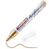 edding 5100 Marcatore Acrilico Medio, Oro, 1 Marcatore a Vernice Acrilica Waterproof, Punta Tonda 2-3Mm, Pennnarello Acrilico per Disegno Su Tela, Carta, Legno, Marcatore Acrilico per Ciotoli