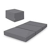 Amazon Basics - Materasso pieghevole per ospiti 75 x 195 x 10 cm in memory foam, con coprimaterasso, Medio, Grigio