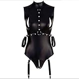 da Donna Effetto Bagnato Lattice Pelle Senza Maniche Sexy Catsuit Brillante PVC Body Tuta Cerniera Tutina Discoteca Capi di Abbigliamento (M)