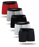 LadyMelex Boxer da Uomo, Confezione da 5 Pezzi, Biancheria Intima in Cotone, retrò, Aderenti, Traspiranti, Taglie M, L, XL, XXL, 5 Pezzi (Rosso Porpora, Grigio, Nero, Bianco, Antracite), XXL