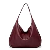 Ashioup Hobo Bags - Borsa a tracolla da donna, in morbida pelle PU, con cerniera, Caffè Rosso Scuro, Taglia unica