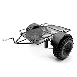 Ezweiji Rimorchio RC 1/10, nero metallo RC Car Trailer Hopper con due pneumatici, Heavy Duty Trailer Truck Metal Kit per Axial SCX10 D90 TRX4 1/10 parti fai da te