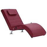 vidaXL Sdraio Massaggio con Cuscino Ergonomica Imbottita Design Moderno Funzione Massaggio Lettino Chaise Longue Poltrona Rosso Vino in Similpelle