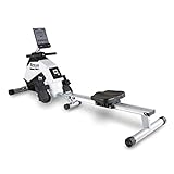 BH Fitness Aquo Dual - Vogatore magnetico pieghevole con volano d inerzia da 5,5 Kg, Unisex-Adulti, bianco/nero, 179x50x53 cm