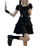 ZYONG Dress Gothic Lolita Goth Goth Punk Gothic Harajuku Mall Goth Style Bandage Black Dress Black Emo Vestiti Abito Dress Molla 2021