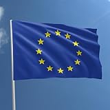 Bandiera Unione Europea 90 x 150 cm - Bandiera Europa Poliestere con Passante Per L Asta Resistente alle Intemperie Colore vivido e Adatto per Uso Interno ed Esterno Flag (EUROPA)