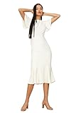 Trendyol Regular Fit Woven Dress Women Basics Midi Wrapover Abito in Tessuto dalla vestibilità Regolare, White, 66 Donna