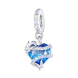 Dream Magic Love Blue Heart Charms con farfalla, in argento sterling 925, con ciondolo a forma di cuore, idea regalo per braccialetti Pandora, Argento sterling