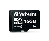 Verbatim Scheda di memoria microSDHC Premium I 16 GB I Scheda SD per video full HD I Scheda di memoria nera resistente all’acqua e agli urti I Scheda SD per fotocamera smartphone tablet