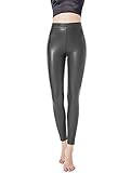 JOPHY & CO. Pantacollant Leggings Donna Bielastico Ecopelle con Cuciture Termosaldate (cod. 9806) (Nero, L)