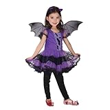 Vestiti Halloween Bambina 10 Anni Vestito Strega Costumi Halloween Travestimento Zucca Halloween Costume Bimba Pipistrello Vestiti Vampiro Scheletro Costumino Malefica Abbigliamento Halloween Bambina