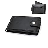 Portafoglio da uomo ragazzo alta qualità ultra slim sottile in ecopelle con clip molla fermasoldi porta carte 6 tessere portamonete Bifold ferma soldi nero t. moro idea regalo in offerta (Nero)