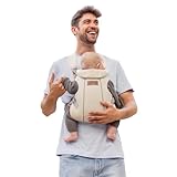 Jané Dual, Marsupio Porta Bebè Neonato, Zaino per Bebè Ergonomico, dalla Nascita fino a 15 kg, 3 Posizioni, Traspirante e Imbottita, Beige