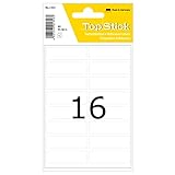 TopStick Etichette multiuso, 16 etichette per foglio, 5 fogli, 40 x 13 mm, 80 etichette, piccole etichette autoadesive, etichette adesive vuote per ufficio cucina casa, bianco