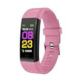 Smartwatch Uomo Donna,Orologio Fitness Cardiofrequenzimetro/SpO2/Sonno/Contapassi, Notifiche Smart Watch Activity Tracker per iOS Android con Bluetooth 4.0 Batteria 90mha (Rosa)
