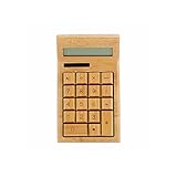 RASILI Calcolatrici di base Scientific Calculator 12 Digital Bamboo Desktop Calculator 18 Keys Solar Power Wood Financial Calculator for School and Business