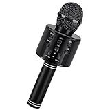 Bizcasa Microfono Karaoke Wireless,5 in 1 USB Portatile Bluetooth Microfono bambini,Regali per ragazze e ragazzi,Karaoke Microfono Compatibile per adulti e bambini Party KTV (nero)