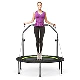 COSTWAY Mini Trampolino Pieghevole 101cm, Trampolino Fitness per Adulti e Bambini,con Maniglia Altezza Regolabile, Capacità di Carico 150 kg (Verde)