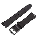 Wingbind - Cinturino di ricambio in silicone, 17 mm/19 mm/20 mm, con fibbia a sgancio rapido per Swatch, unisex adulto, Nero , 17 mm