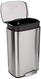 Amazon Basics - Pattumiera rettangolare con chiusura silenziosa, 50 l / 13.2 Gallon, satinato, nichel, Argento