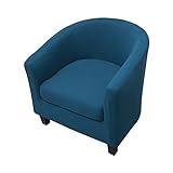 Highdi 2 Pezzi Copripoltrona 1 Posto Chesterfield Elasticizzato, Poltrona Club da Cocktail Antiscivolo Rimovibile Tub Chair Copripoltrona per Camera da Letto Bar (tinta unita - blu pavone)