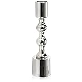 com-four® candelabri dal Design Elegante per Una tavola Festiva - candelabri Moderni per Matrimoni, anniversari - candelabri in Metallo per la tavola di Natale - portacandele (16 cm - Color Argento)