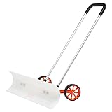 VEVOR Pala Neve con Ruote Larghezza Lama 94cm per Vialetto Ingresso di Porta Marciapiedi, Spintore di Neve con Ruote per il Vialetto, Spazzaneve a Rotelle Pala da 94cm Manico in Alluminio a Forma di U