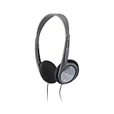 Panasonic RP-HT090 Cuffie Stereo con Filo, Leggere per Ottimo Comfort, Cavo da 5 m per Utilizzo con TV, Altoparlante da 30 mm, Grigio