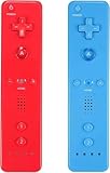 AUFGLO Controller Wii 2 Pack Telecomando Wii u con custodia in silicone e cinturino da polso (rosso + azzurro)