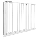 UISEBRT, cancelletto di protezione per porte, non richiede foratura, per bambini, largo 105-115 cm, chiusura automatica, in metallo, bianco