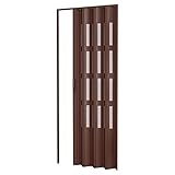 Porta a Soffietto da Interno in Kit con vetri in PVC Mogano 82x210 cm MOD. Sonia