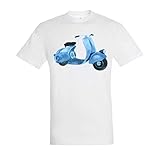 T-Shirt Maniche Corte Moto Blu 98 Faro Basso fanale Epoca Vintage - Bianco, M