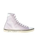 Saint Laurent Donna Malibù High-Top Sneaker in Crepe Satin Lilla Chiaro e Pelle Bianco Color Viola Size 38.5