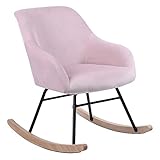 BAKAJI Poltrona Sedia a Dondolo Relax Casa Rivestimento in Tessuto Struttura Legno Imbottita Piedi in Metallo Base Dondonlante Legno Dimensione 60 x 78 x 78 cm Design Moderno Scandinavo (Rosa)