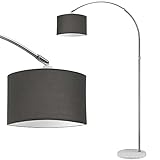 BAKAJI Lampada ad Arco Piantana da Terra Design Moderno Struttura in Metallo Luce Lampadina E27 60 W con Paralume Orientabile in Tessuto Base Rotonda in Marmo Altezza Regolabile (Grigio)