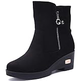 Gaatpot Donna Stivali da Neve Scarpe Inverno Outdoor Pelliccia Caldo Foderato Stivaletti Invernali Cerniera Moda Nero EU39=CN40